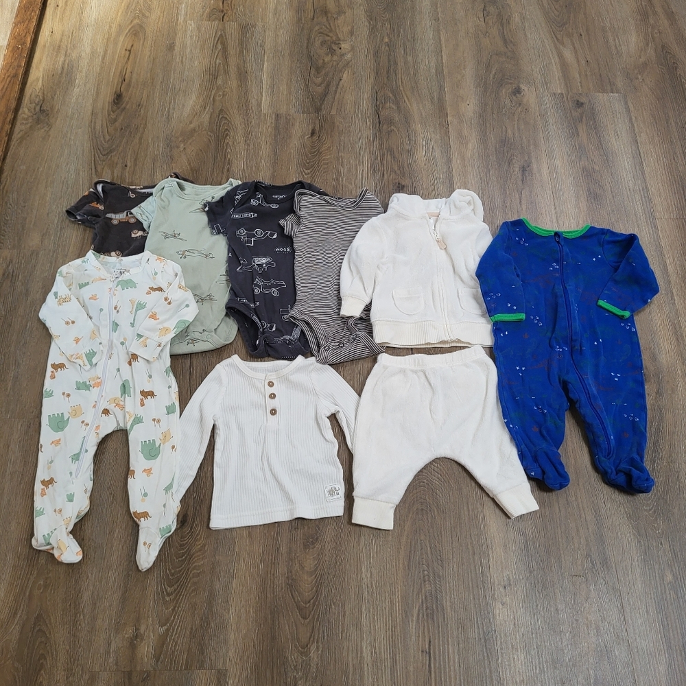 Baby Boy 3-6 Months Clothes Lot Bundle Sleepers Bodysuits Pajamas Tops Carters